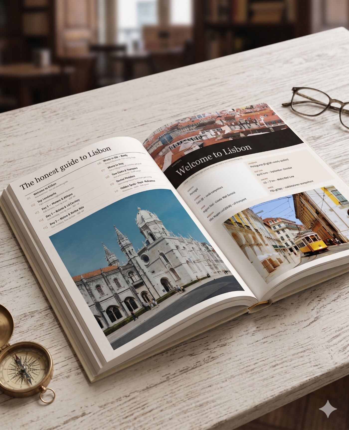 Inside pages of the Lisbon guide